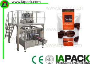 Machine à emballer rotatoire de machine à emballer de sac de fermeture éclair de grains de café avec l'échelle multi-tête